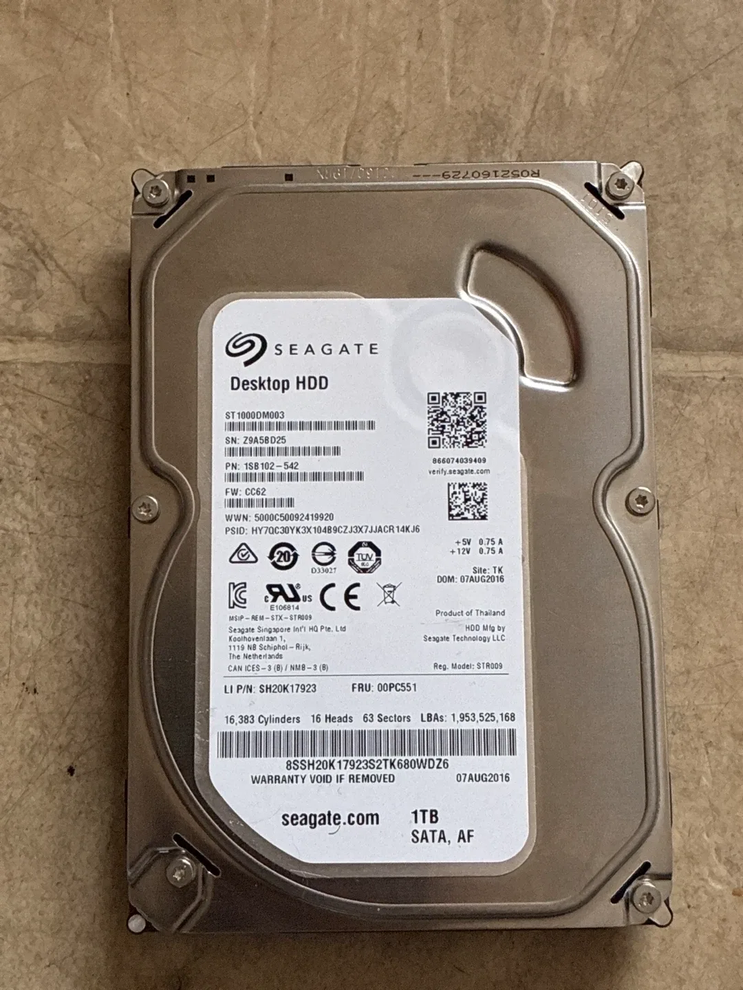 Seagate Desktop HDD 1TB SATA Hard Drive