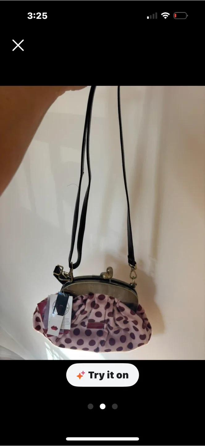 Never used Nicole Lee Hallie pink Faux Fur Polka Dots Bag image indicator(3)