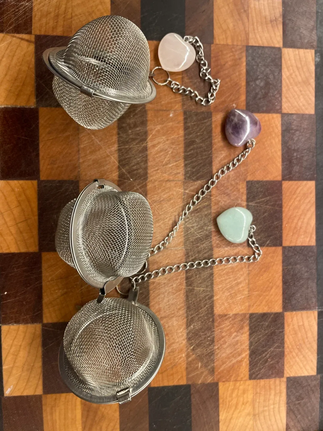 Tea Infuser with Crystal Heart Charms