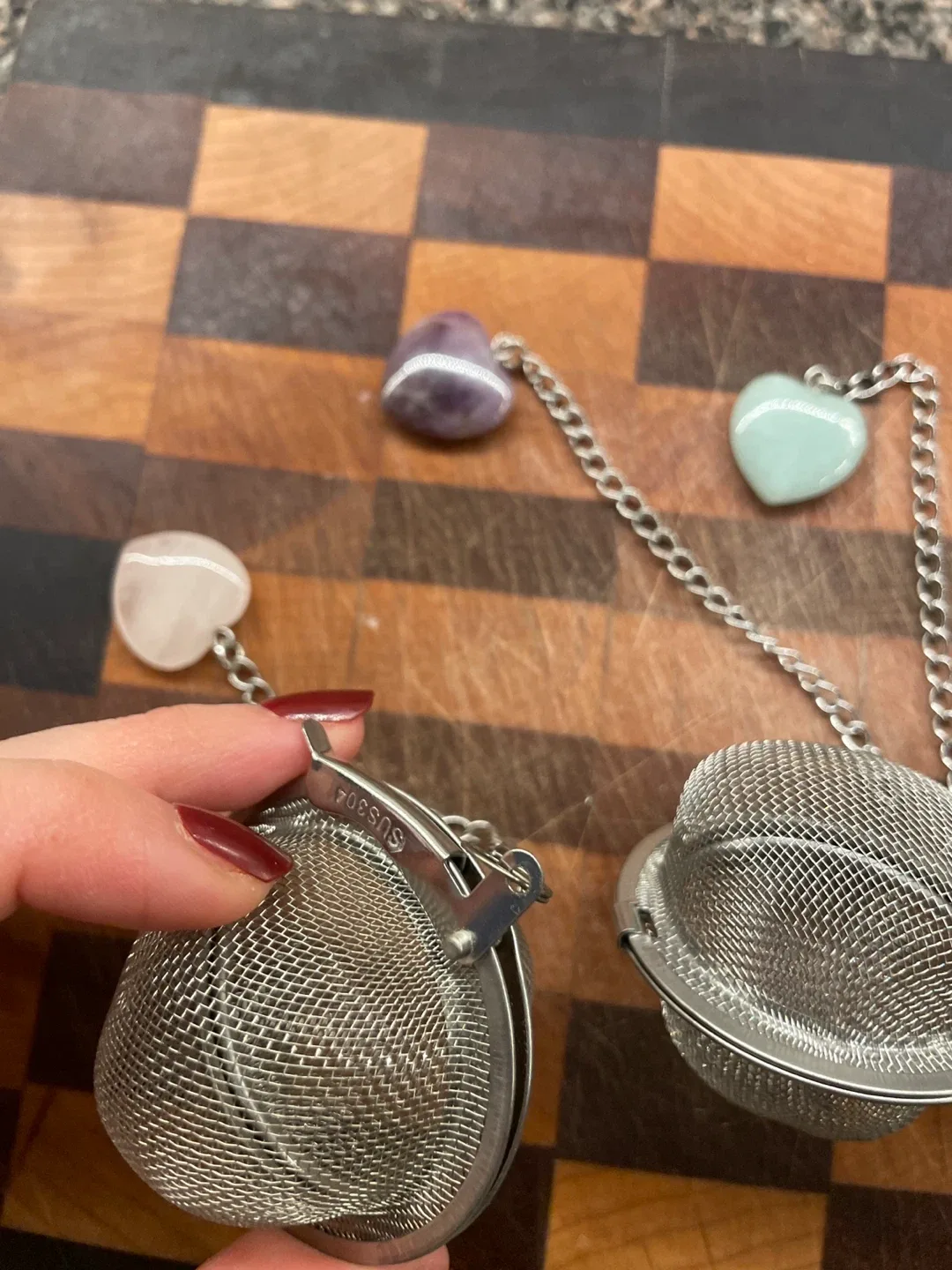 Tea Infuser with Crystal Heart Charms image indicator(3)