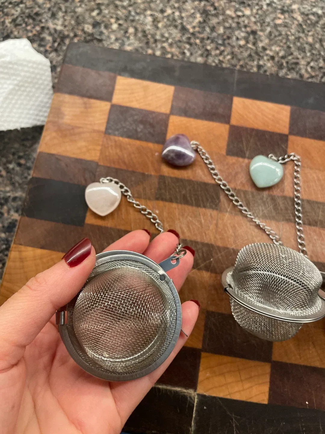 Tea Infuser with Crystal Heart Charms image indicator(2)