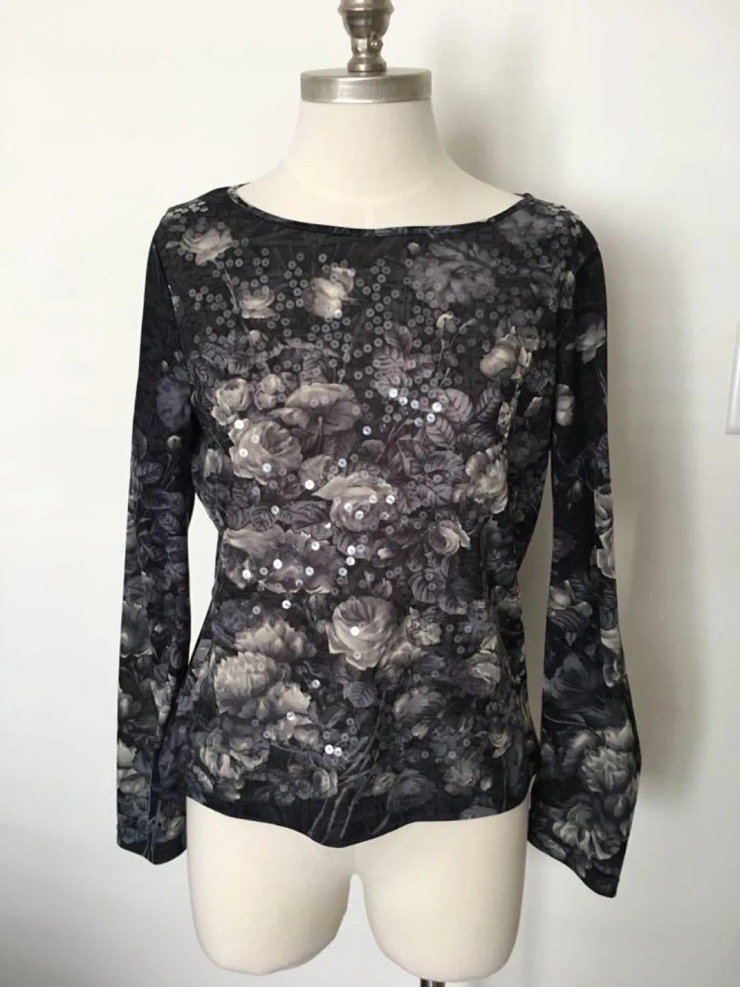 Jones New York Floral Sequins Blouse - Size M