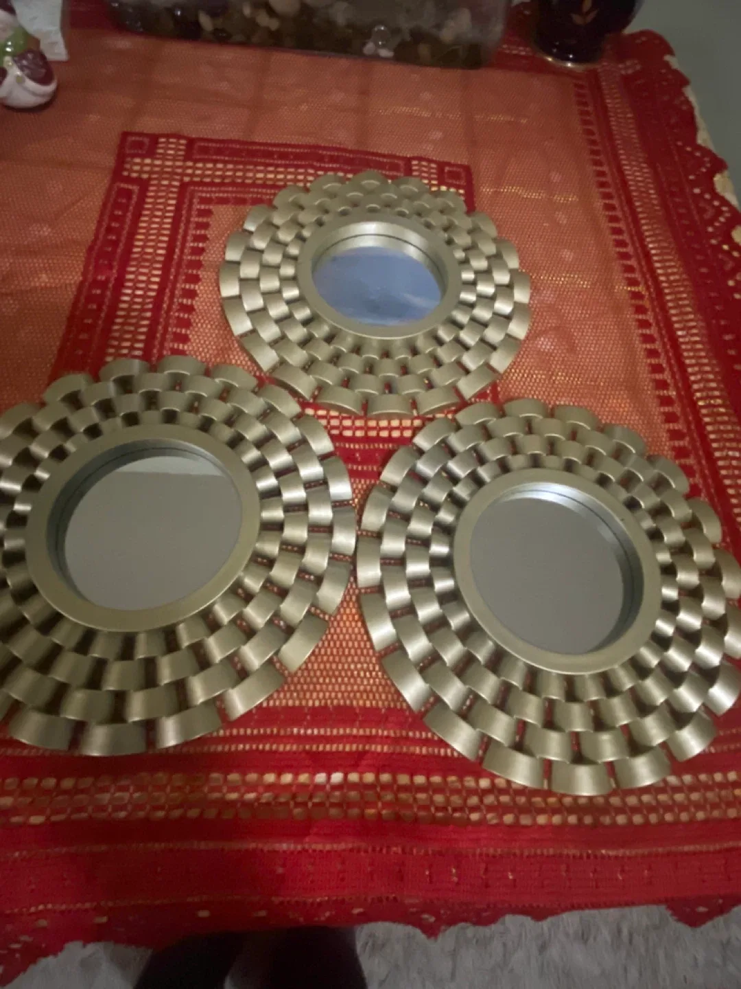 Set of 3 Gold Decorative Mirrors