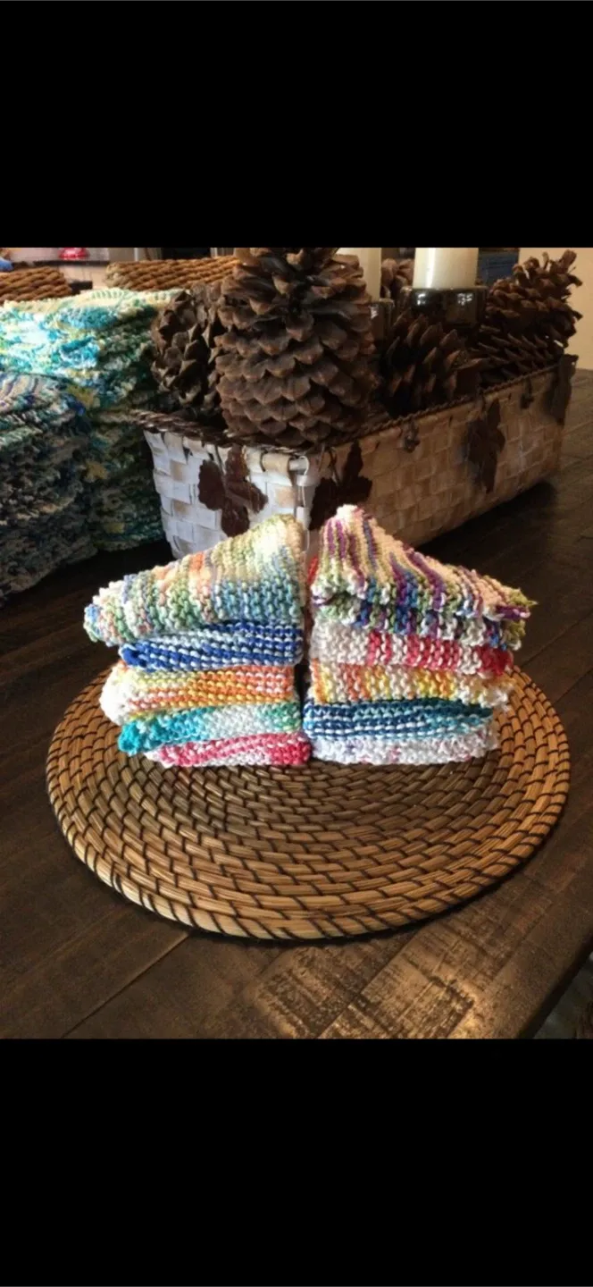 BARGAIN…bag of 8 for $15 ($1.88 each)Handmade Knitted Washcloths image indicator(3)