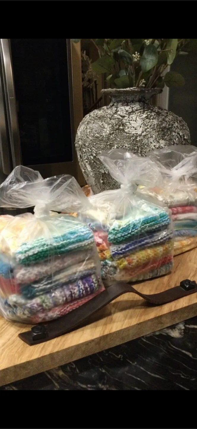 BARGAIN…bag of 8 for $15 ($1.88 each)Handmade Knitted Washcloths image indicator(2)