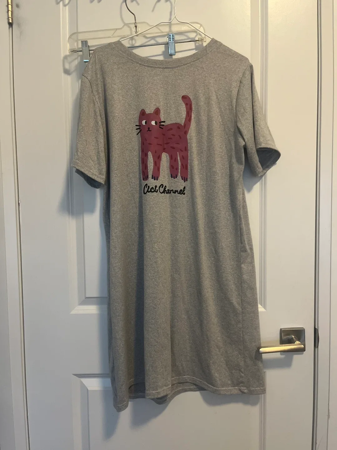 🐱Unique Cat Channel Grey T-Shirt Dress