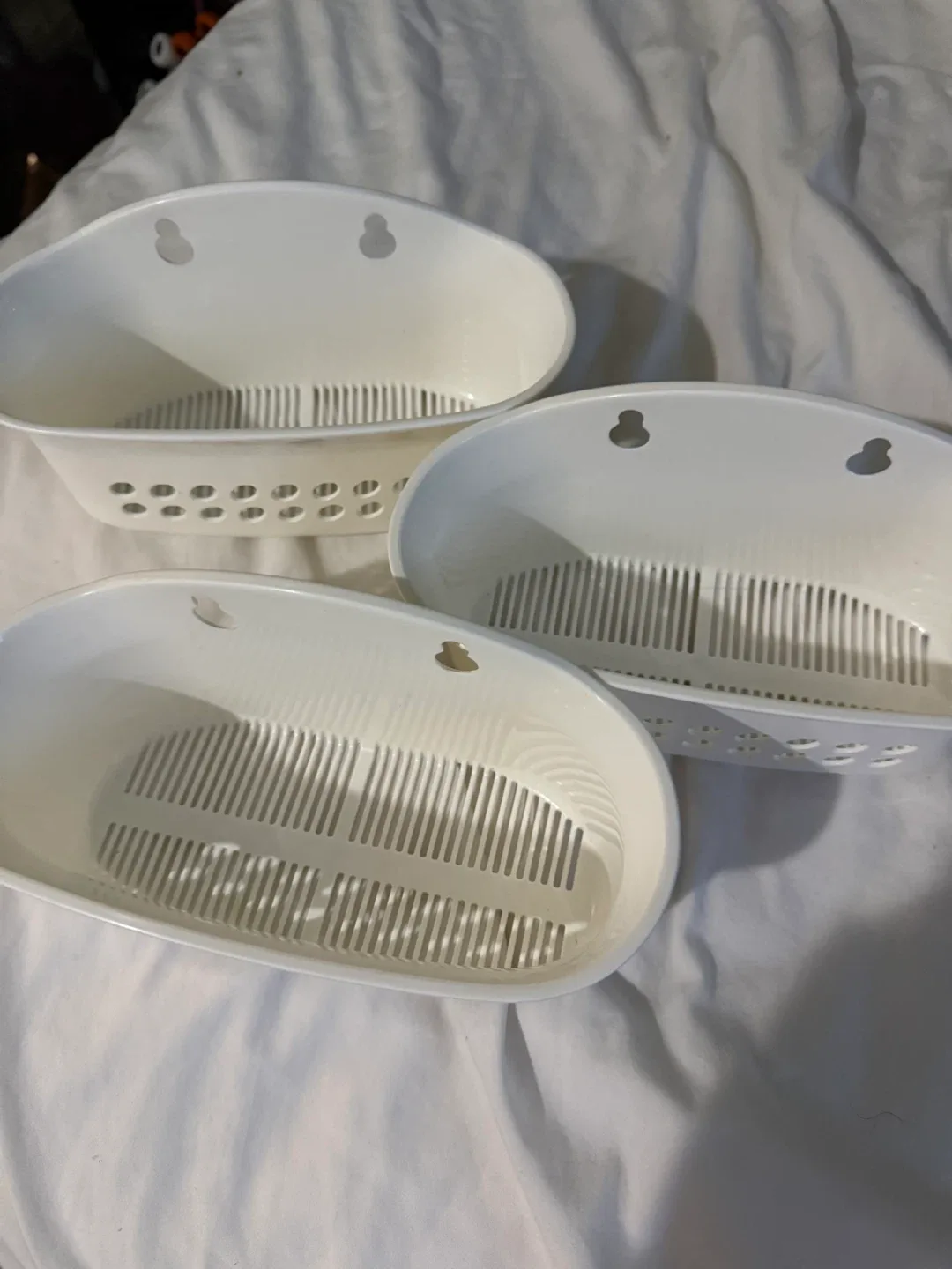 White Plastic Hanging Baskets - Set of 3