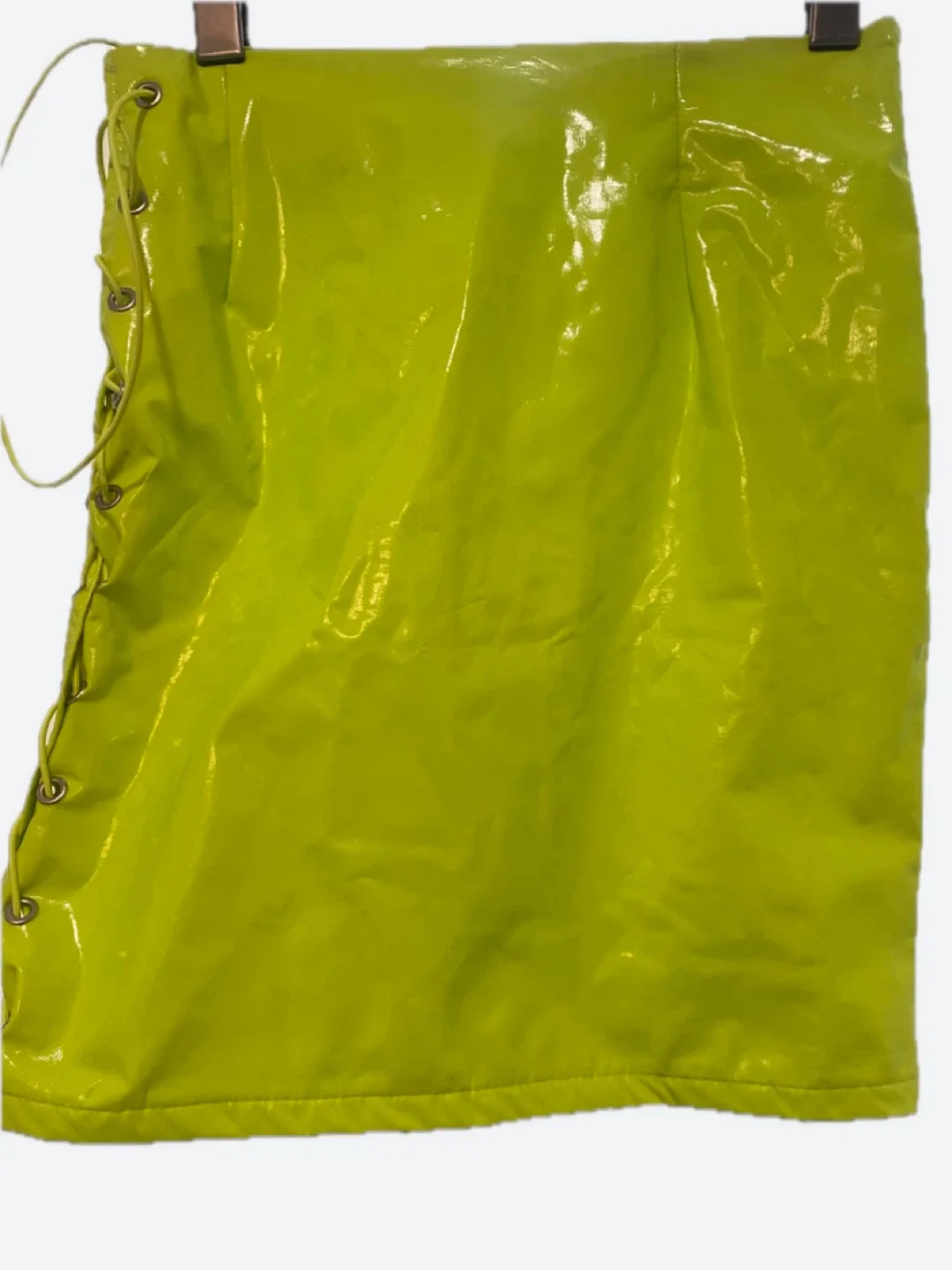 Highlighter lime green PVC skirt