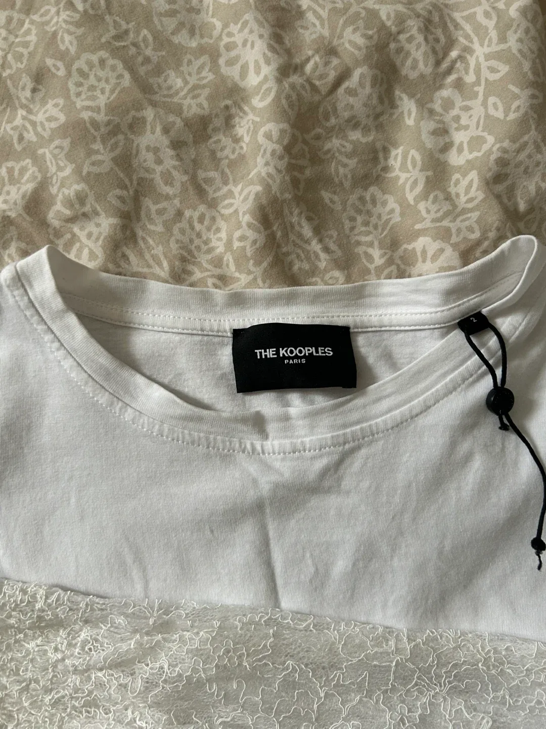 The Kooples White Lace Sleeve Top