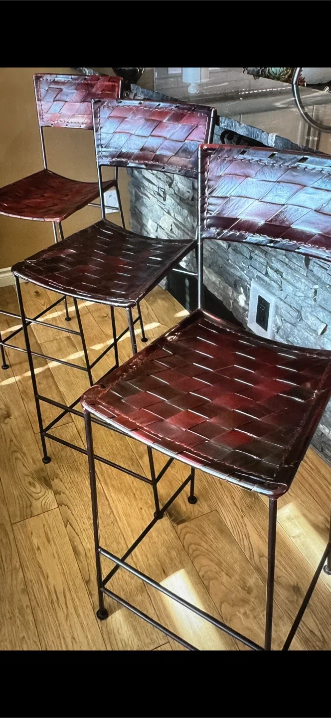 URBAN BARN BARGAIN Set of 3 Leather Bar chairs   $75 each