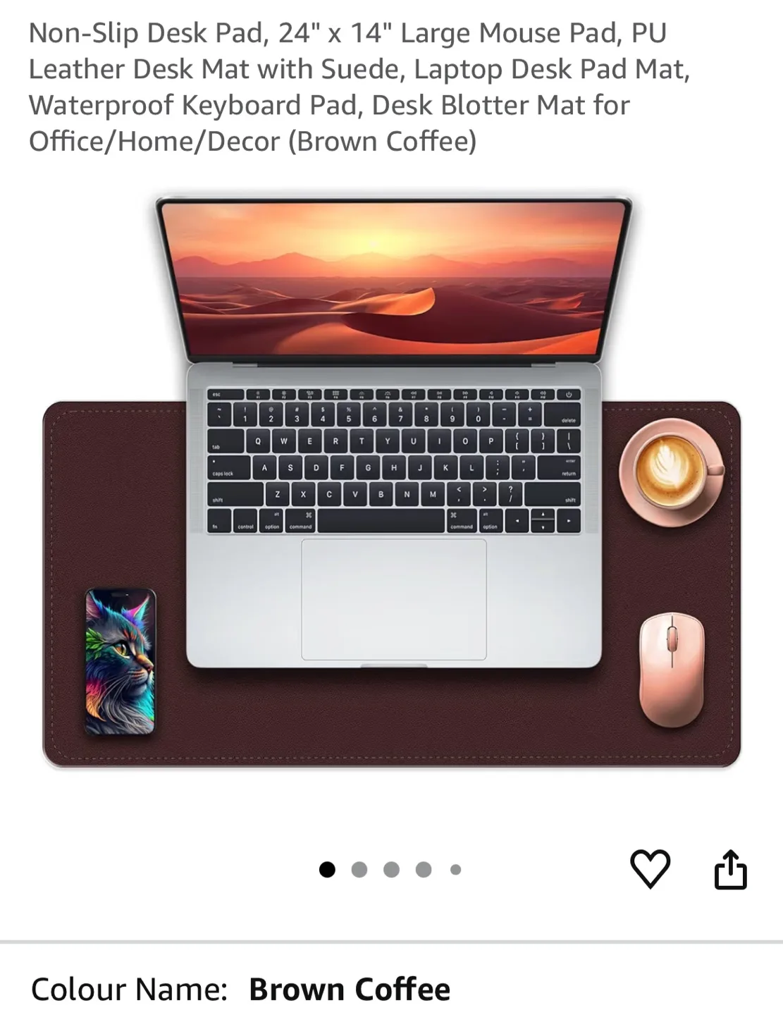 Brown Coffee Desk Pad 24" x 14"