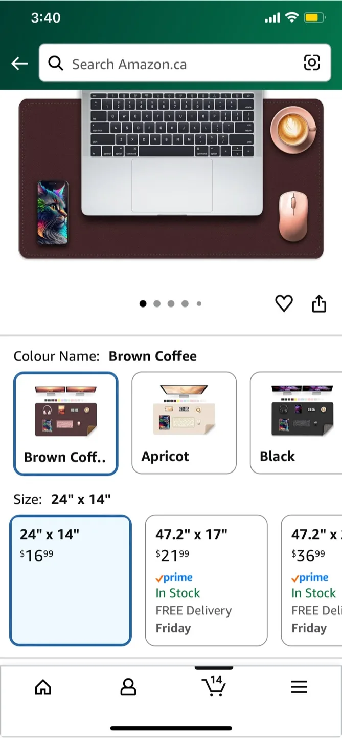 Brown Coffee Desk Pad 24" x 14" image indicator(2)