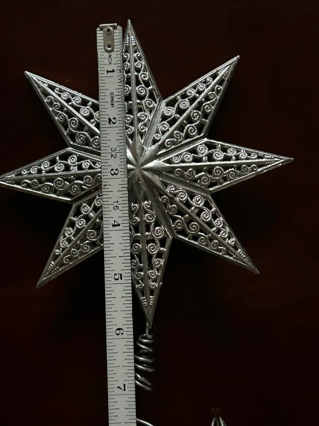 $12  MCM Vintage Silver Star Christmas Tree Topper Xmas image indicator(4)