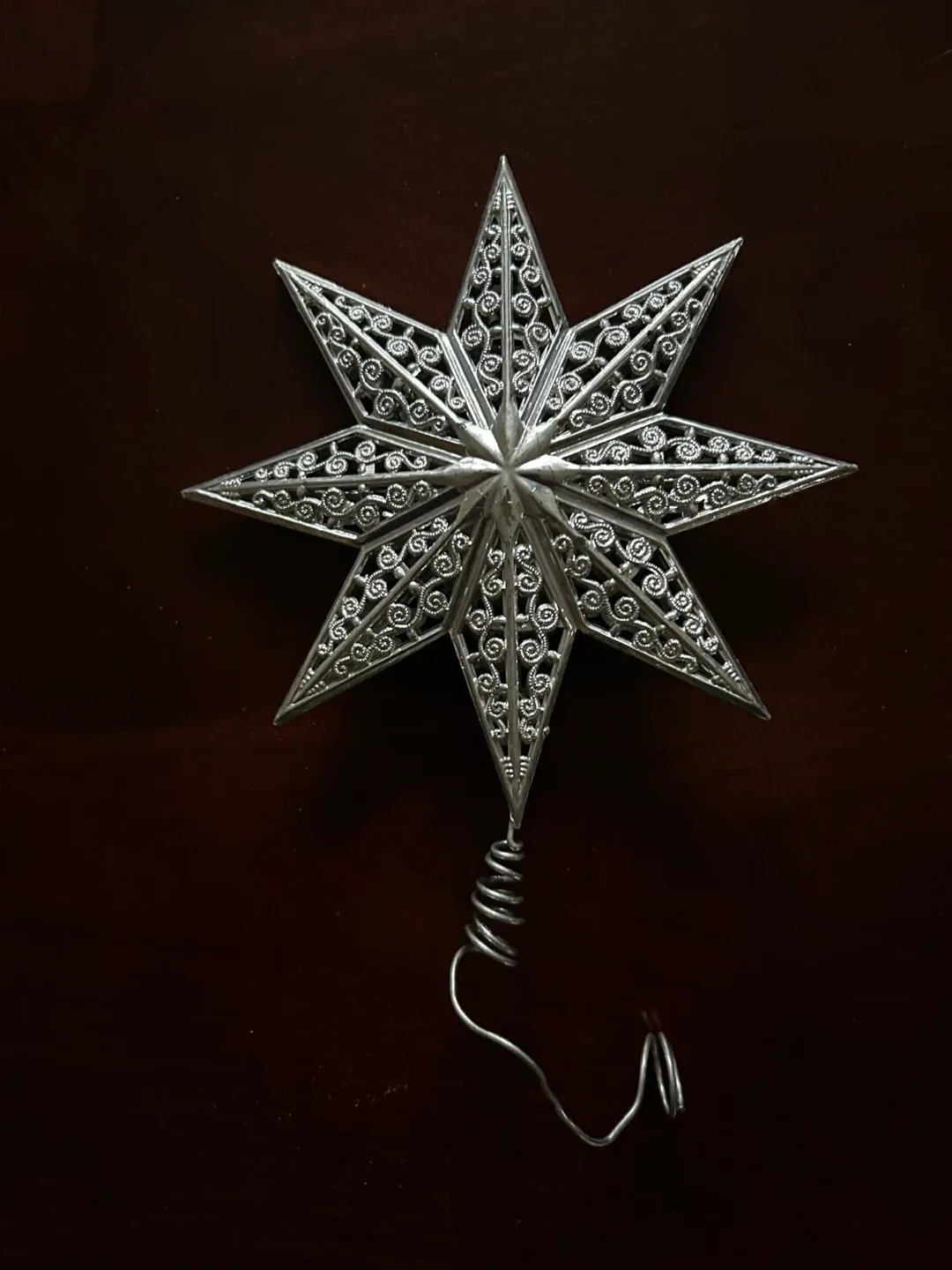 $12  MCM Vintage Silver Star Christmas Tree Topper Xmas image indicator(2)