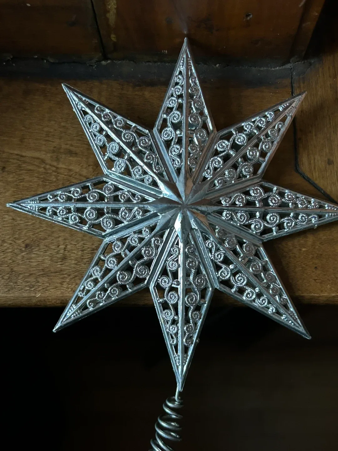 $12  MCM Vintage Silver Star Christmas Tree Topper Xmas image indicator(5)