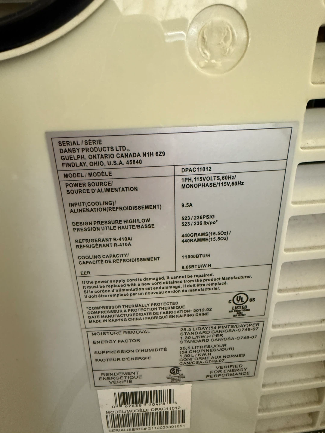 Danby Designer Portable Air Conditioner - photo 4
