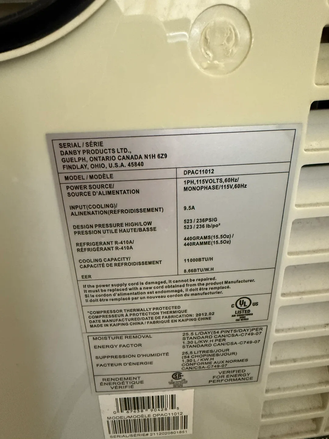 Danby Designer Portable Air Conditioner image indicator(4)