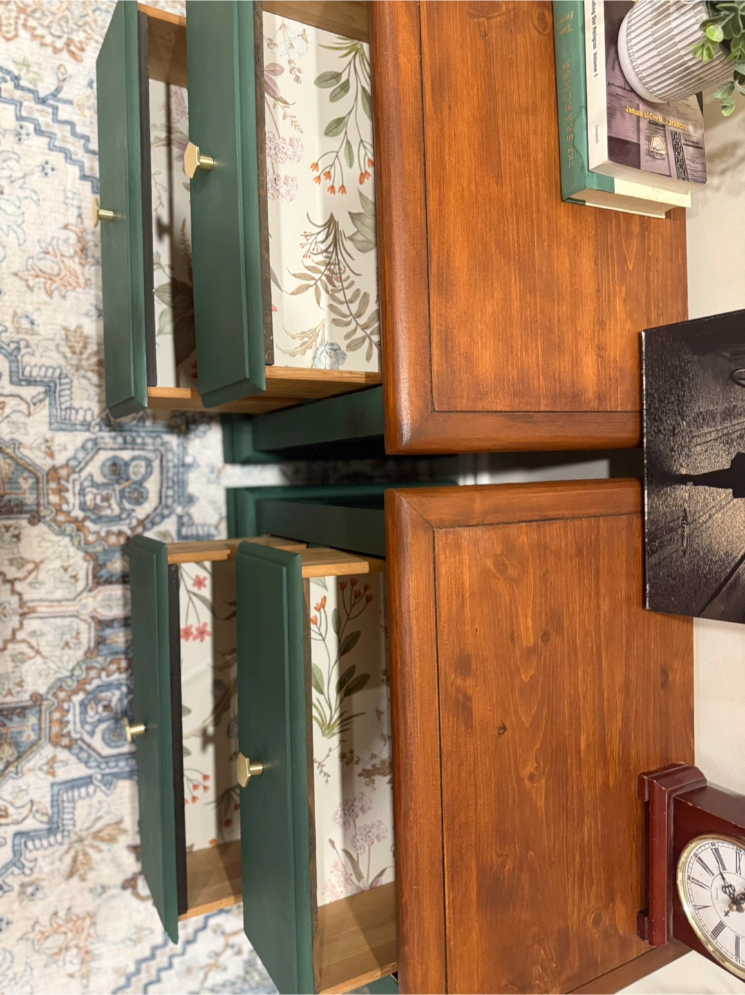 Green Wood Nightstands - Pair - photo 3