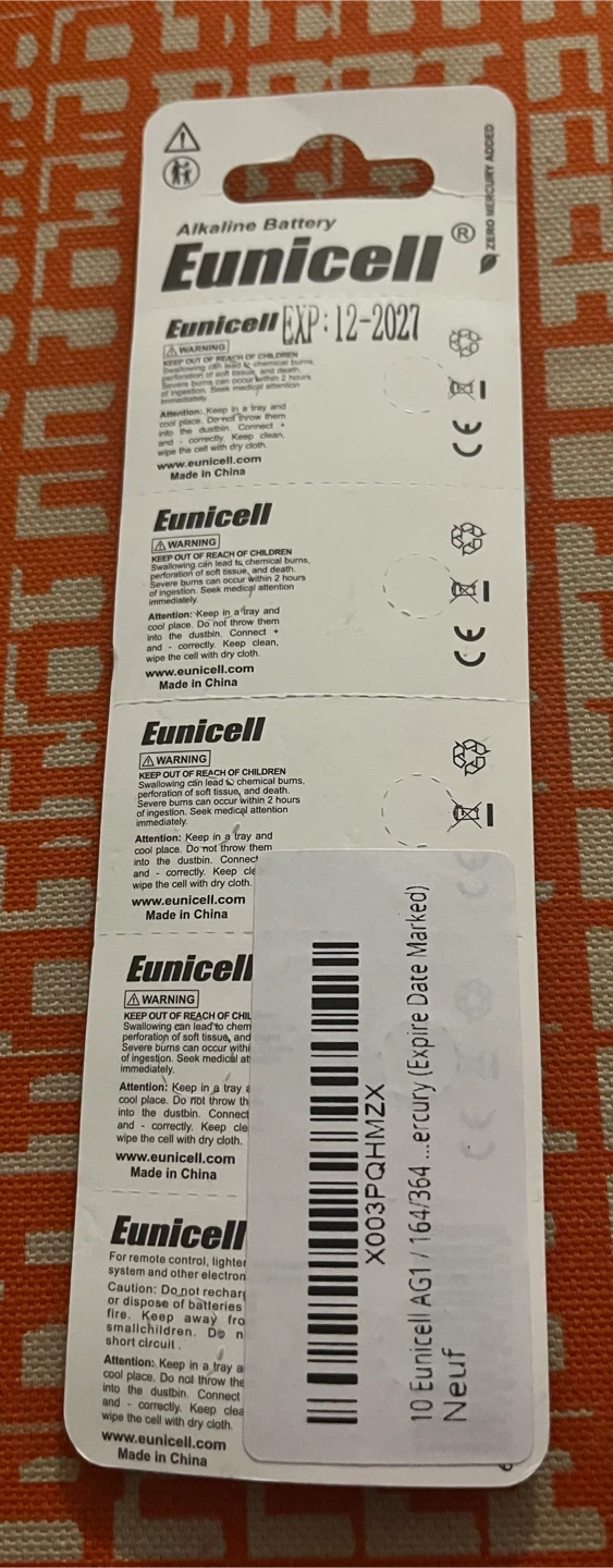 Eunicell AG1/LR621 1.5V Alkaline Batteries - New! - photo 2
