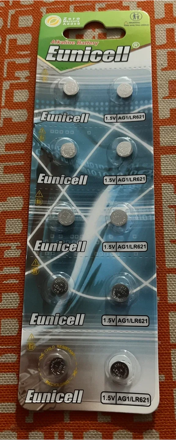 Eunicell AG1/LR621 1.5V Alkaline Batteries - New!