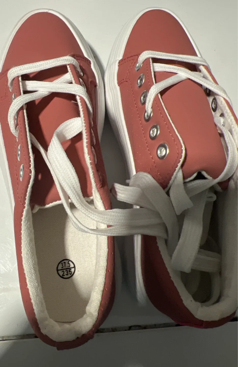 Peach & White Sneakers - Size 37.5 (Women's 7)