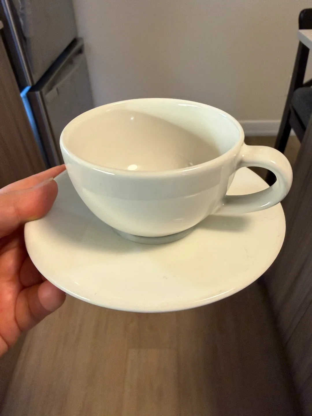 12 piece White Cup and Saucer Set