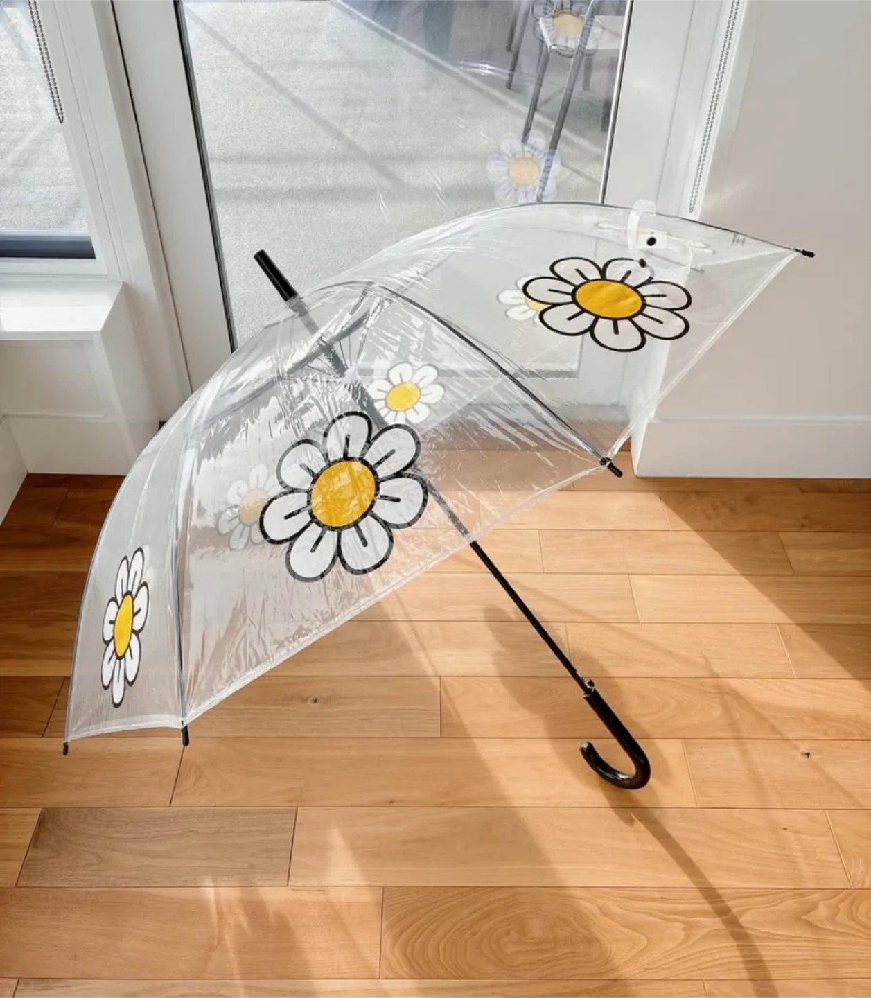 Clear Umbrella with Daisy Design