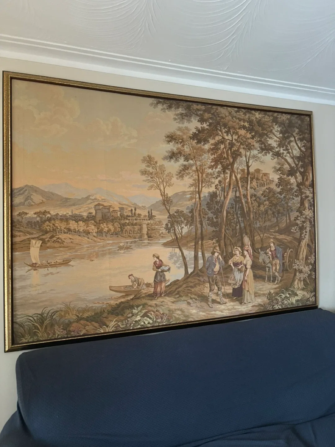 Landscape Tapestry with Gold Frame