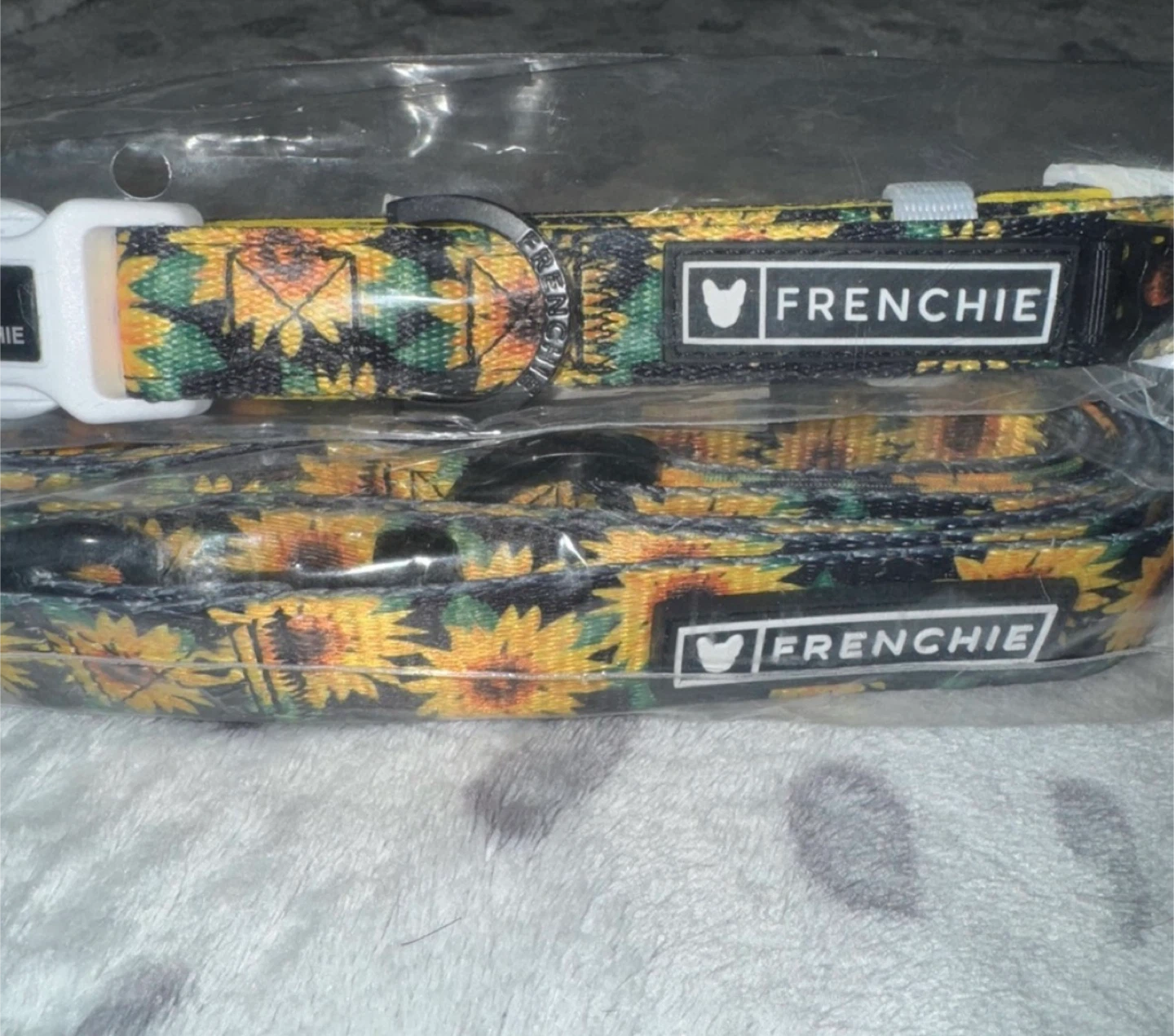 Frenchie Sunflower Dog Collar and Leash Set - New - photo 2