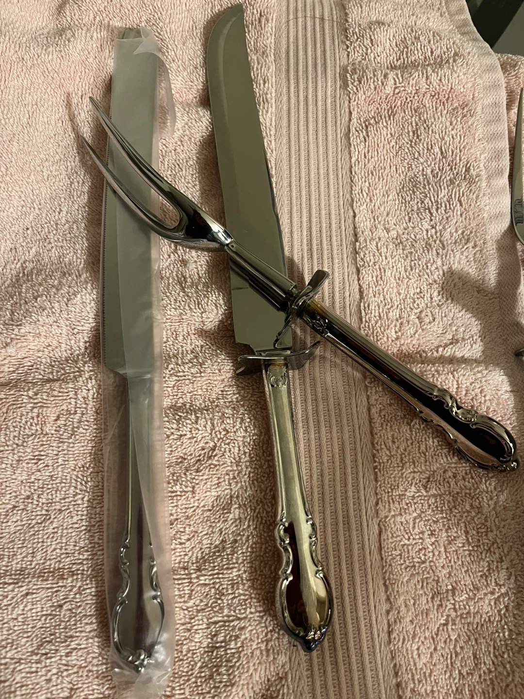 Vintage Silver Plated Carving Knife & Fork Set - photo 3
