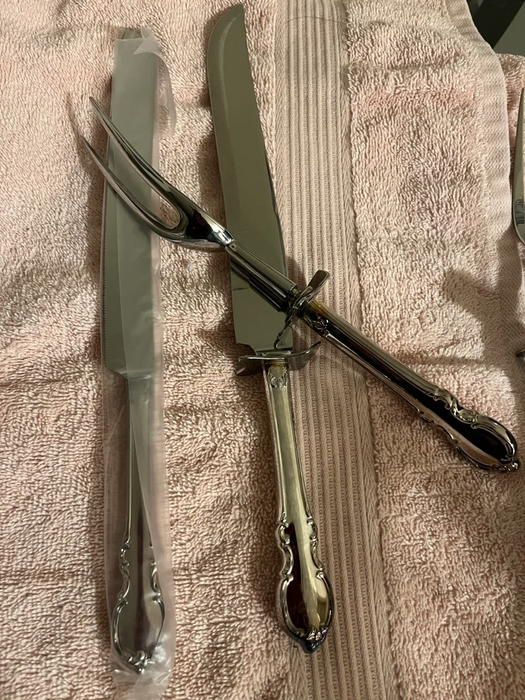 Vintage Silver Plated Carving Knife & Fork Set image indicator(3)