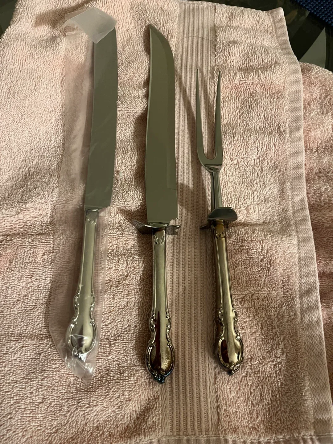 Vintage Silver Plated Carving Knife & Fork Set