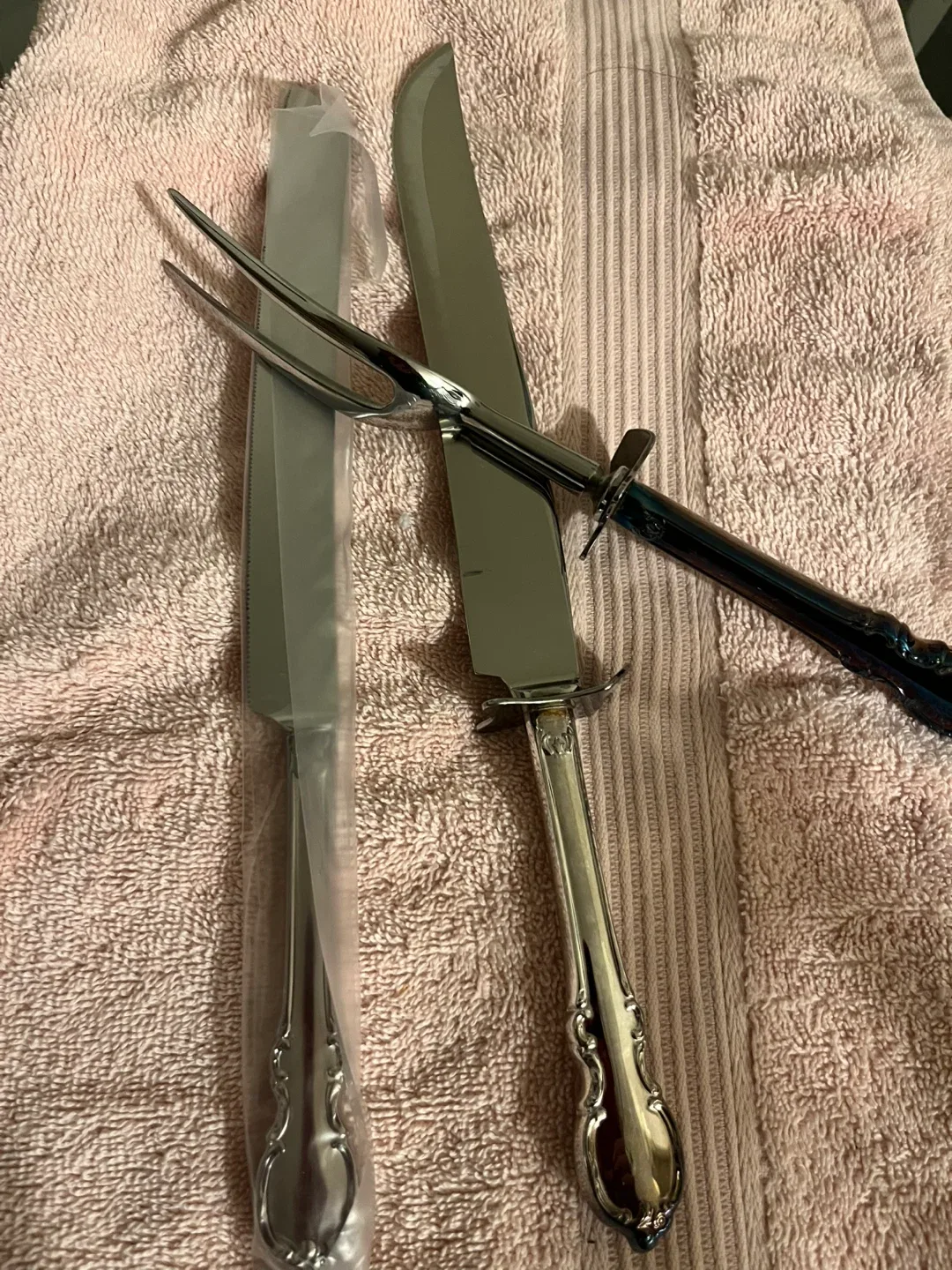 Vintage Silver Plated Carving Knife & Fork Set image indicator(2)