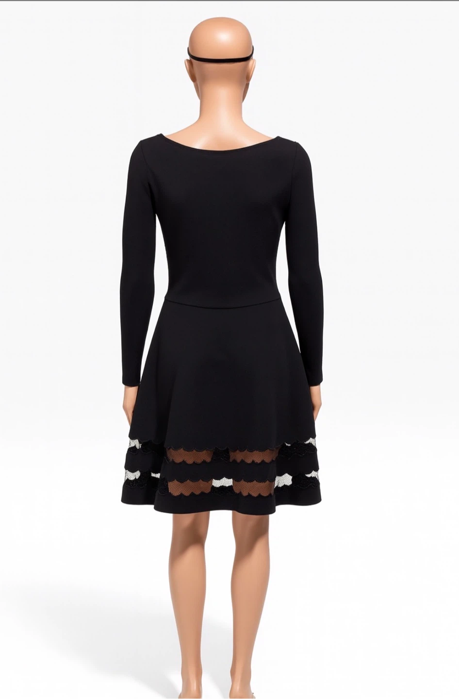 RED Valentino Black Long Sleeve Lace Hem Dress – Like New - photo 3