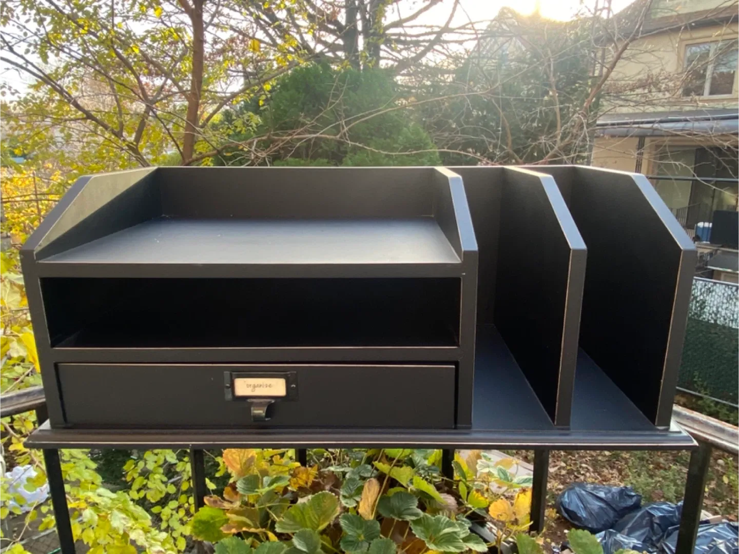 Black Wooden Desk Organizer