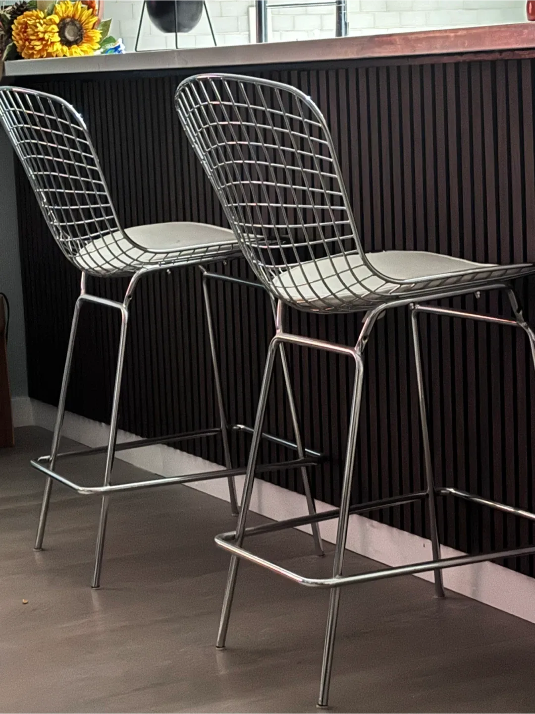 Harry Bertoia Chromed Steel Wire Frame Bar Stools