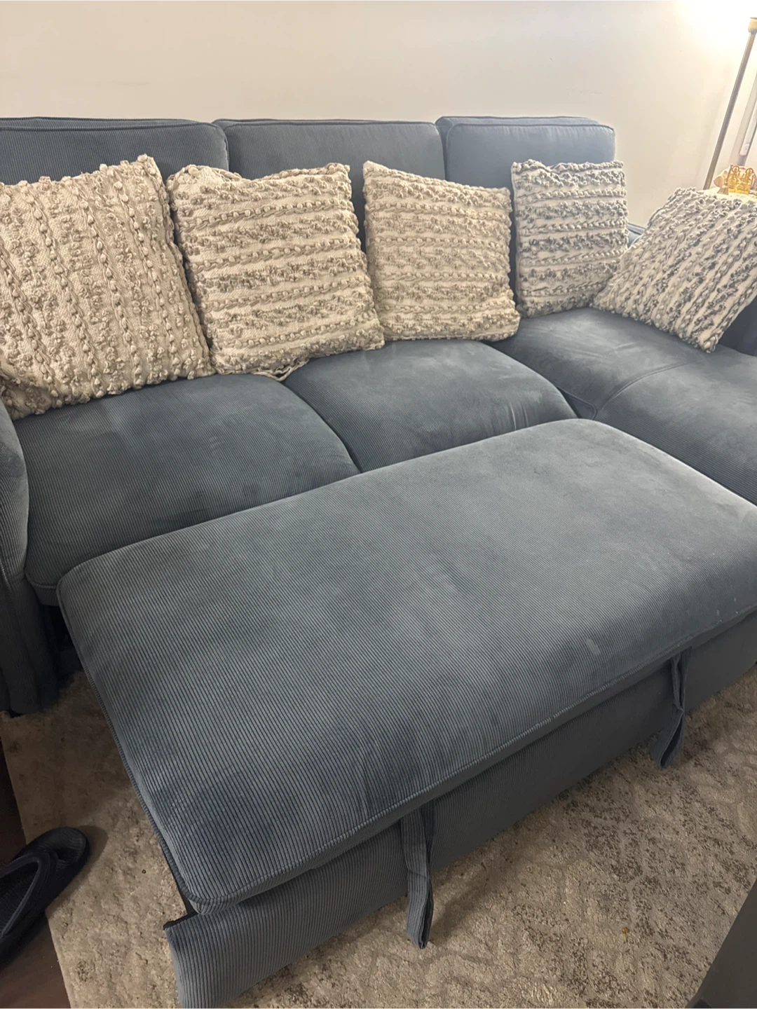 Blue Corduroy Sectional Sofa from Structube with Storage - photo 3