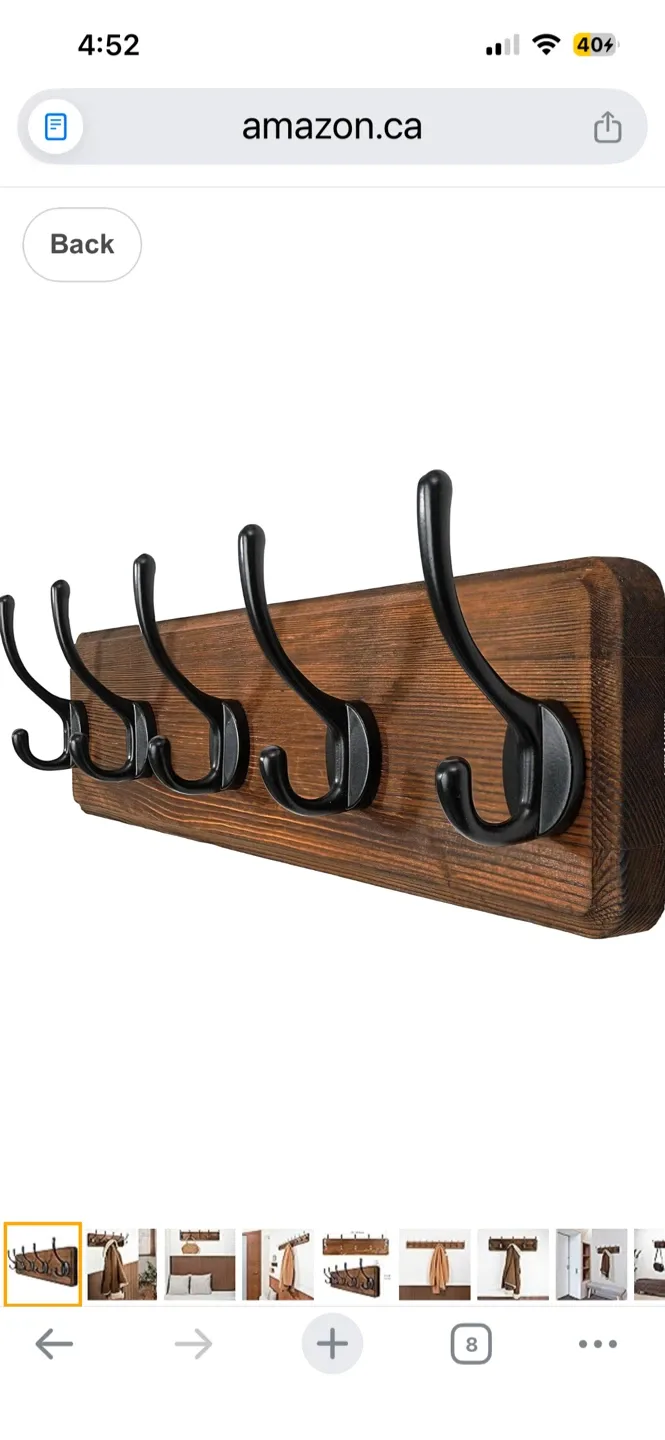 Rustic Wood Coat Rack with 5 Hooks