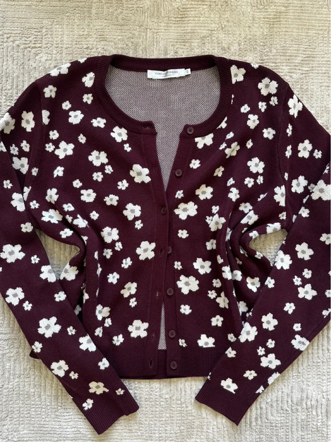 Contemporaine Floral Cardigan - Size M