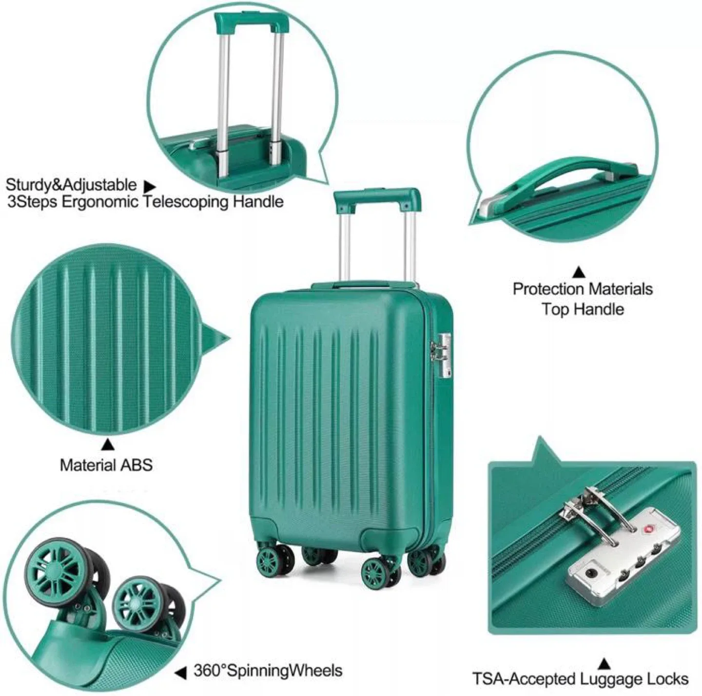 Teal Carry-On Suitcase image indicator(6)