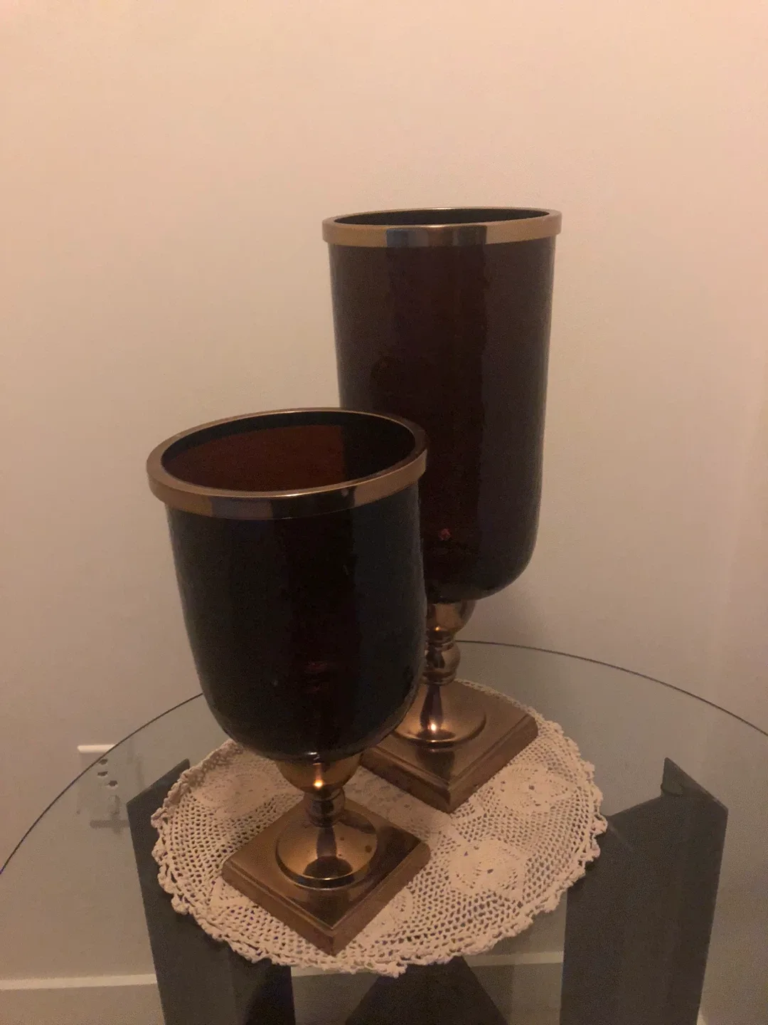 Bombay Pair of Decorative Brown and Gold Vases