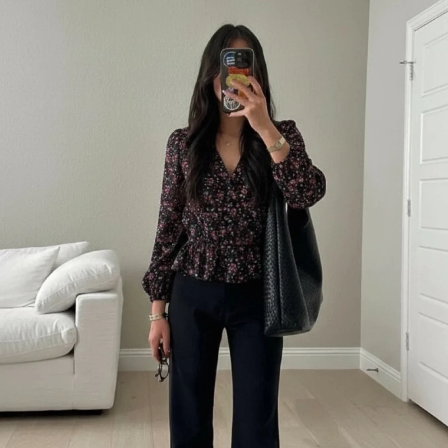 F21 Floral Print Long Sleeve Top