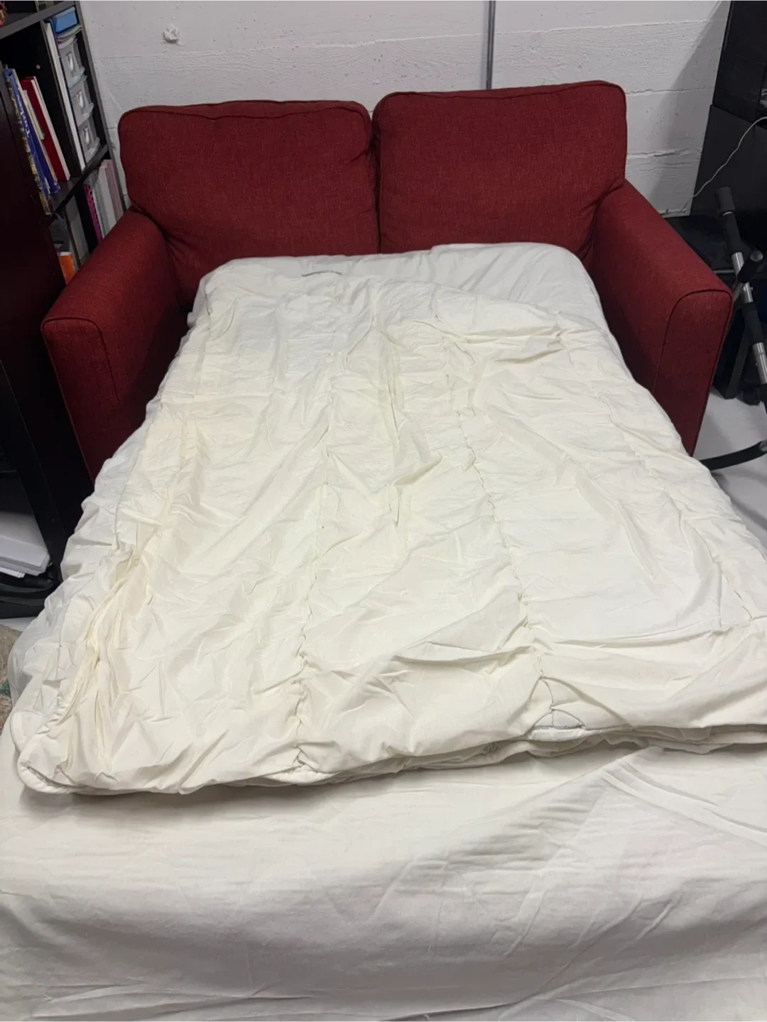 Red Loveseat Sleeper Couch image indicator(4)