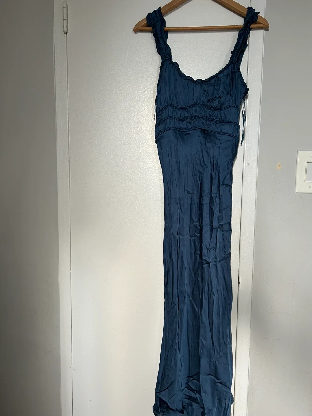 REVOLVE- ASTR Blue Satin Midi Dress image indicator(3)
