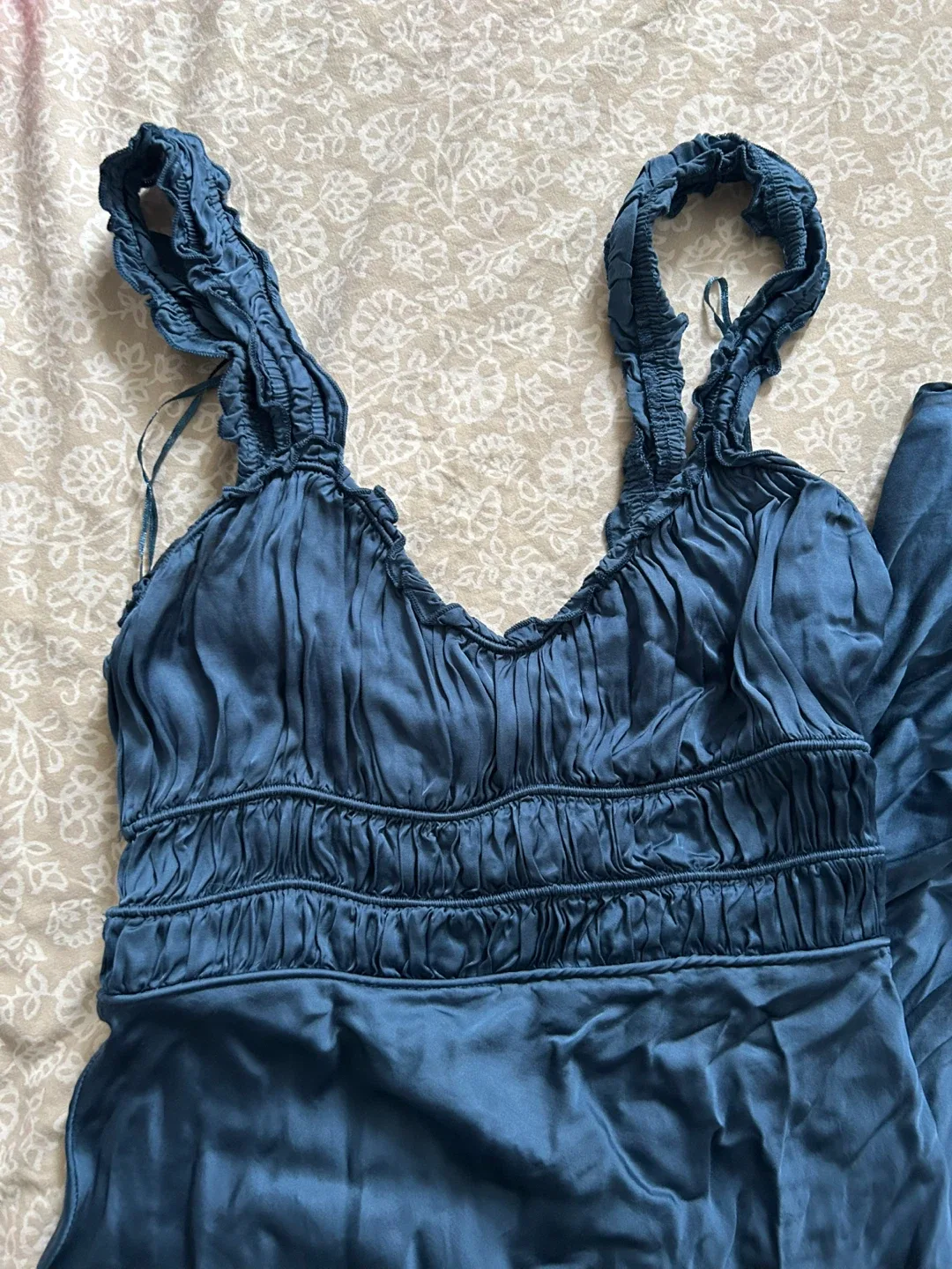 REVOLVE- ASTR Blue Satin Midi Dress image indicator(4)