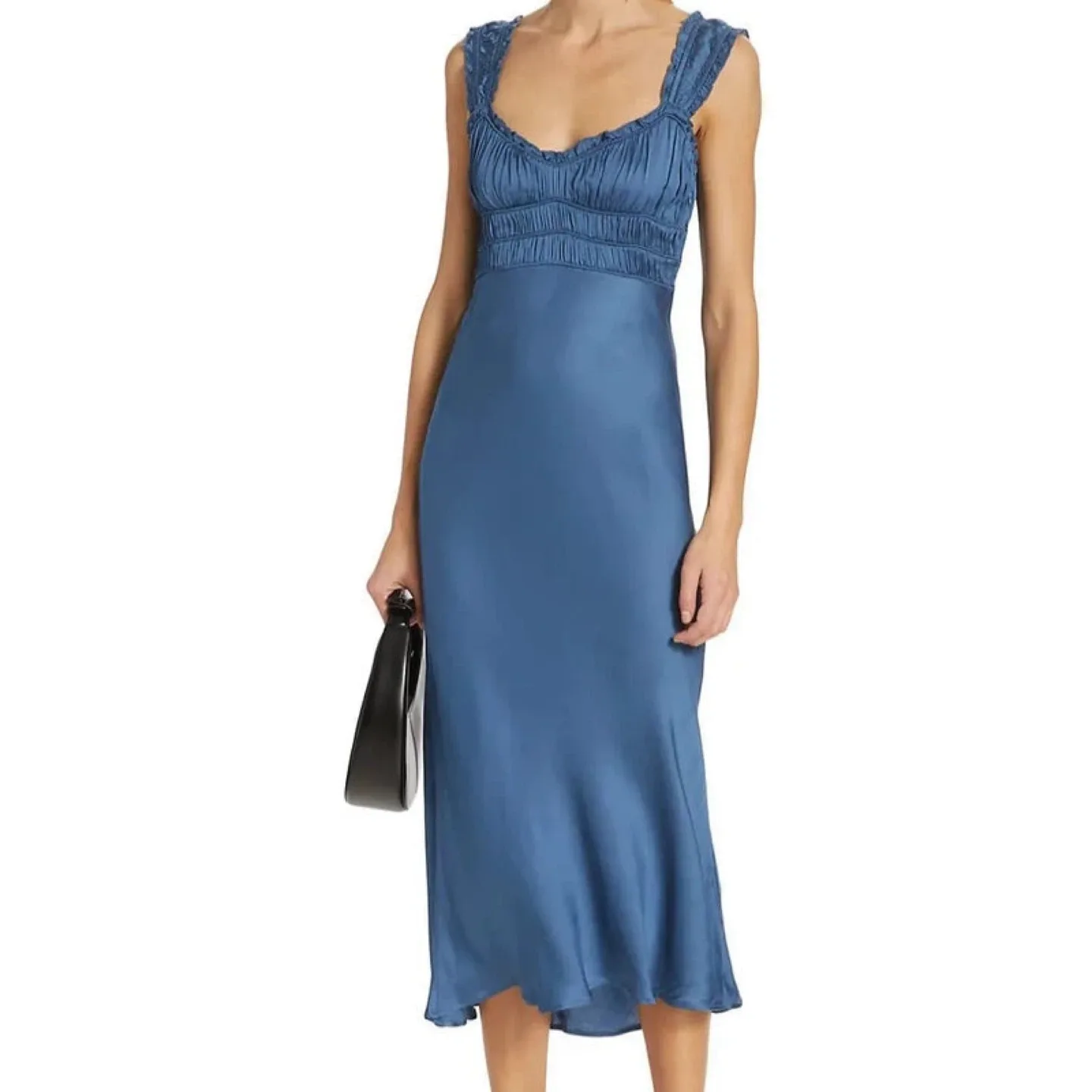 REVOLVE- ASTR Blue Satin Midi Dress