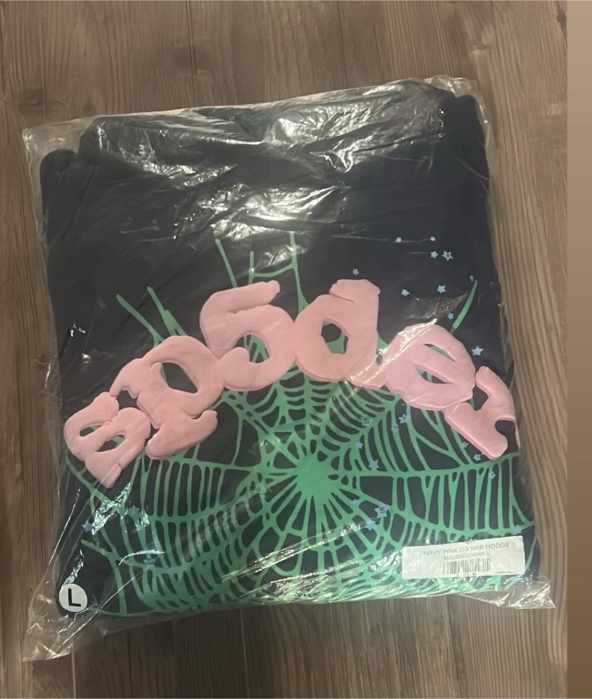 New Sp5der Hoodie - Navy Pink OG Web - Size L