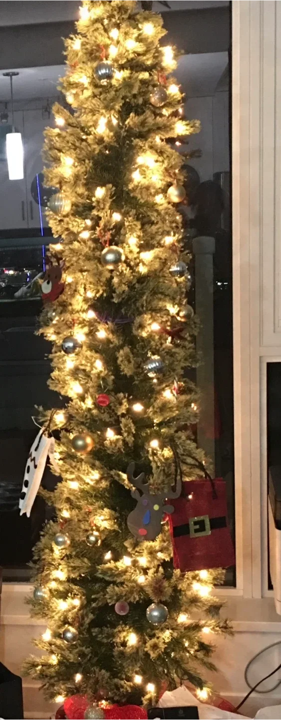 Pre-Lit Pencil Tree/Slim style Christmas tree 7 ft image indicator(2)