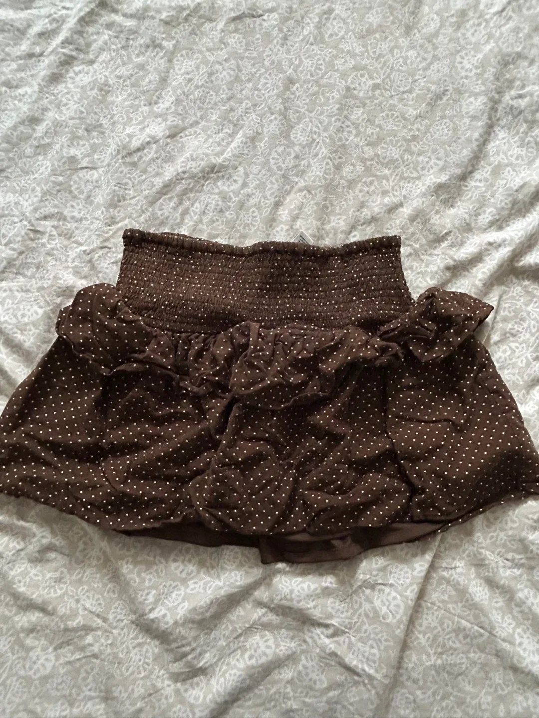 Midnight Sky Brown Polka Dot Ruffle Skirt - Size L