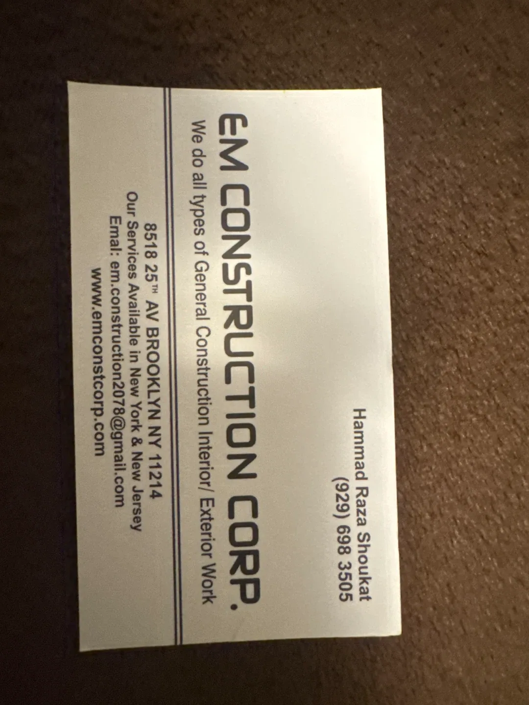 Construction services available